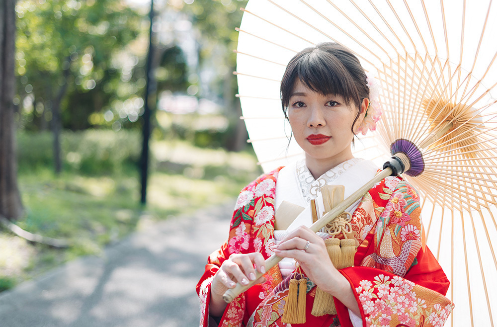 静岡フォトウエディングのフィーノスタイルで撮影した城北公園の新郎新婦