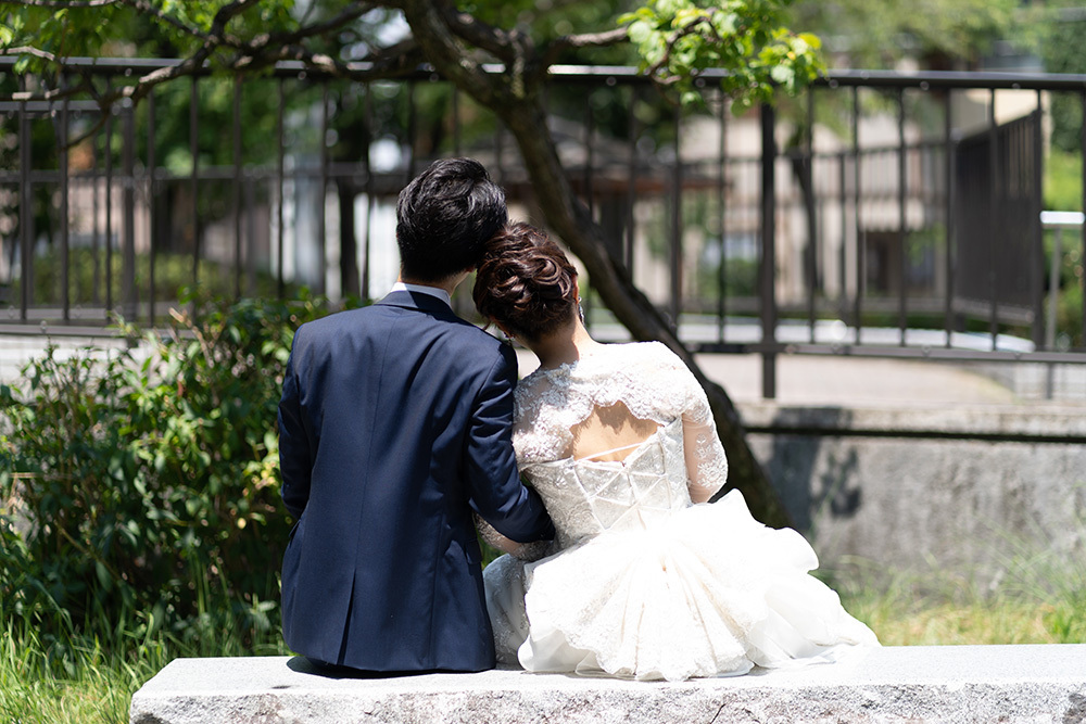 静岡フォトウエディングのフィーノスタイルで撮影した常磐公園の新郎新婦