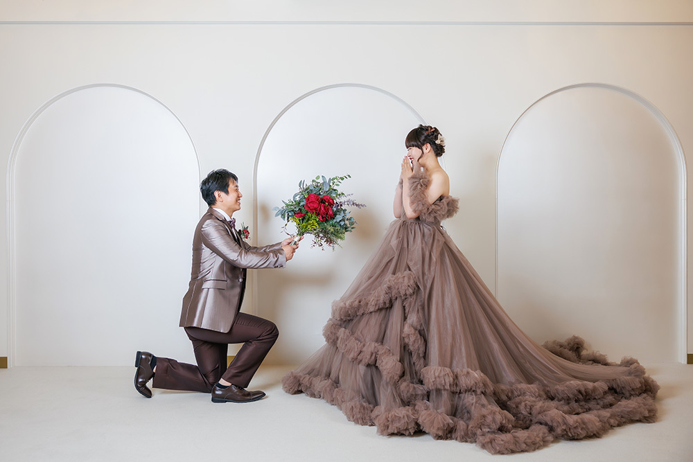 静岡フォトウエディングのフィーノスタイルで撮影したフィーノ富士店スタジオの新郎新婦の記念写真撮影