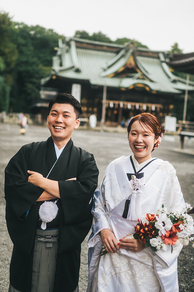 静岡フォトウエディングのフィーノスタイルで撮影した三嶋大社の新郎新婦